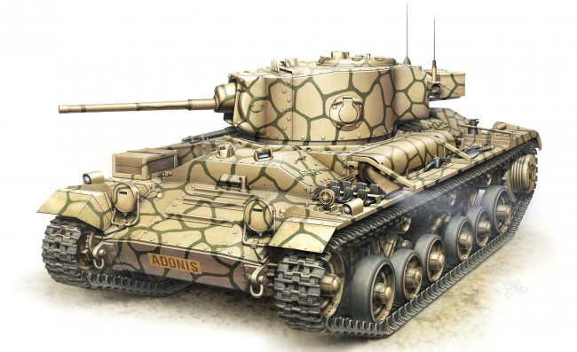 Обои картинки фото рисованное, армия, британский, v, mk, iii, пехотный, ww2, рисунок, valentine, арт, танк