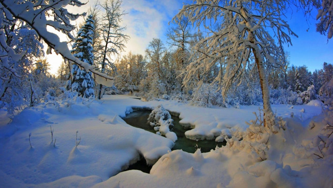 Обои картинки фото природа, зима, речка