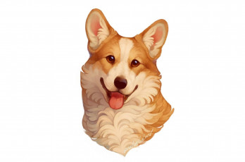 Картинка рисованное животные +собаки собака голова язык