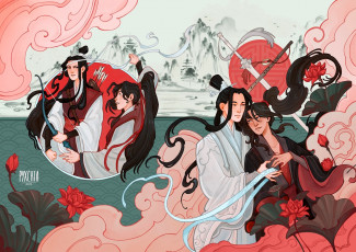Картинка аниме mo+dao+zu+shi вэй усянь лань ванцзи лотосы горы