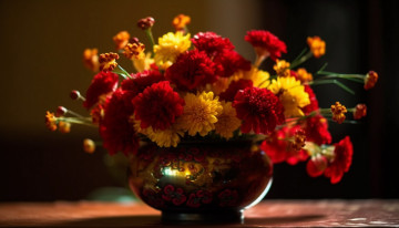 Картинка цветы букеты +композиции ваза букет георгины