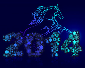 обоя праздничные, векторная графика , новый год, цифры, лошадь, новый, год
