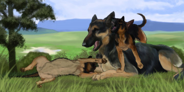 Картинка рисованное животные +собаки собака щенки