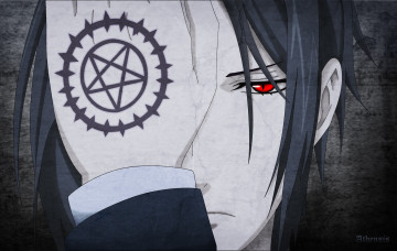 Картинка аниме kuroshitsuji себастьян михаэлис взгляд печать рука арт демон