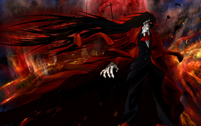 Обои картинки фото аниме, hellsing, безумие, alucard, vampire