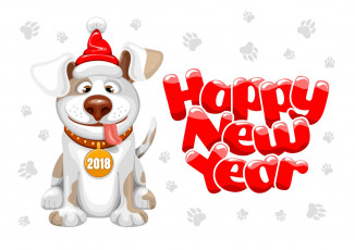 Картинка праздничные векторная+графика+ новый+год new year новый год dog собака праздник 2018