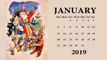 Картинка календари праздники +салюты медведь елка дед мороз снегурочка