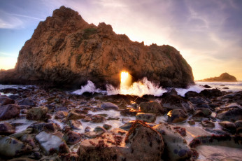 Картинка природа восходы закаты море камни скала