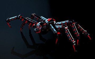 Картинка 3д графика modeling моделирование отражение механизм паук робот свет
