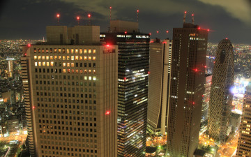 Картинка города огни ночного освещения небоскробы вечер