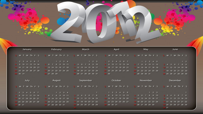 Обои картинки фото календари, 3д, графика, 2012