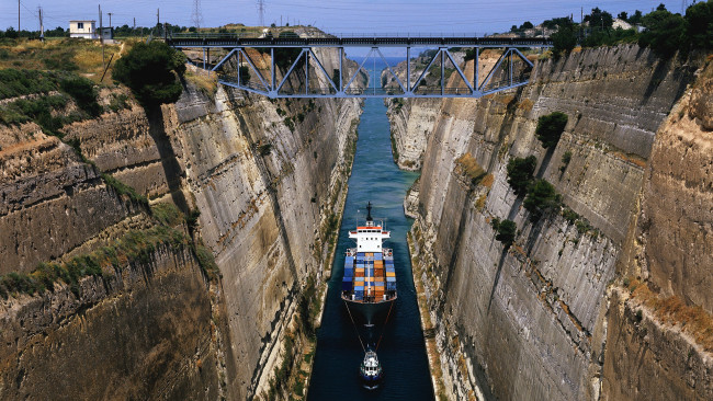 Обои картинки фото корабли, другое, река, канал, мост