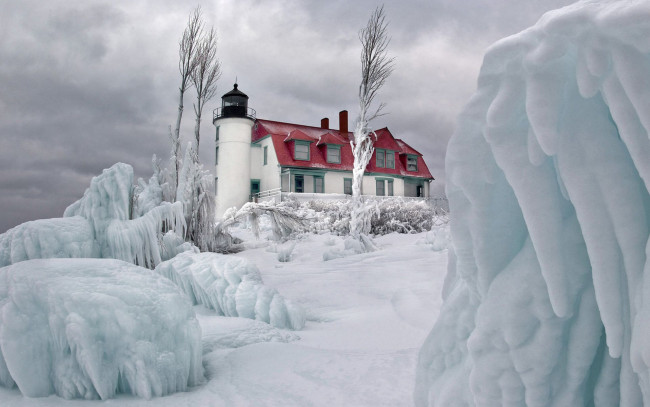 Обои картинки фото природа, маяки, зима