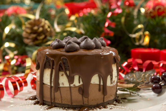 Обои картинки фото праздничные, угощения, торт, шоколад, глазурь