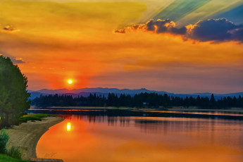 Картинка lake cascade природа восходы закаты закат озеро
