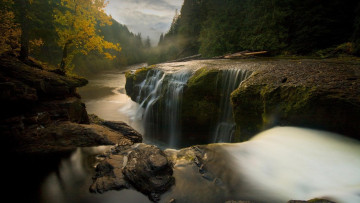 Картинка природа водопады водопад камни лес река