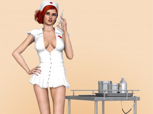 Картинка 3д+графика люди+ people медсестра фон взгляд девушка