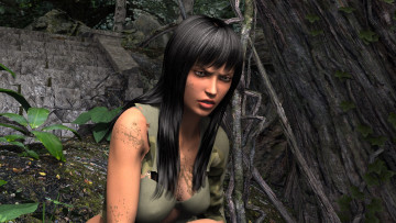 Картинка 3д+графика фантазия+ fantasy девушка взгляд фон лес