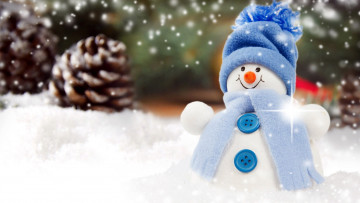 Картинка праздничные снеговики пуговицы шарф шапочка