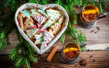 Картинка праздничные угощения печенье анис чай гвоздика корица