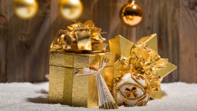Обои картинки фото праздничные, подарки и коробочки, украшение, подарок, decoration, шарики, золото, ленты