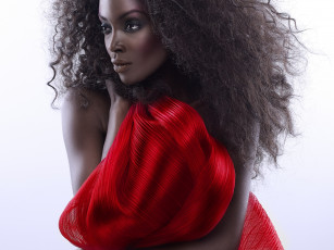 Картинка девушки -unsort+ темнокожие взгляд макияж фотомодель красный поза девушка мулатка модель