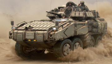 Картинка техника военная+техника действие пыль движение десантники солдаты военные машина броня танк война