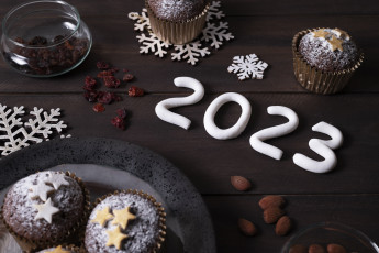 Картинка праздничные -+разное+ новый+год изюм кексы дата новый 2023 год