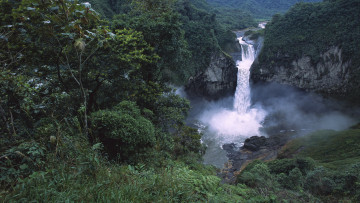 Картинка природа водопады деревья река