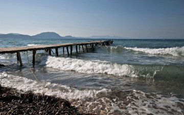Картинка природа побережье море волны мост
