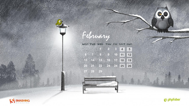 Обои картинки фото календари, рисованные, векторная, графика, снег, зима, фонарь, сова