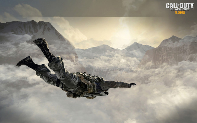 Обои картинки фото видео, игры, call, of, duty, black, ops, полёт, небо, горы