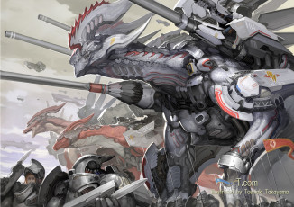 обоя аниме, weapon, blood, technology, дракон, takayamatoshiaki, робот