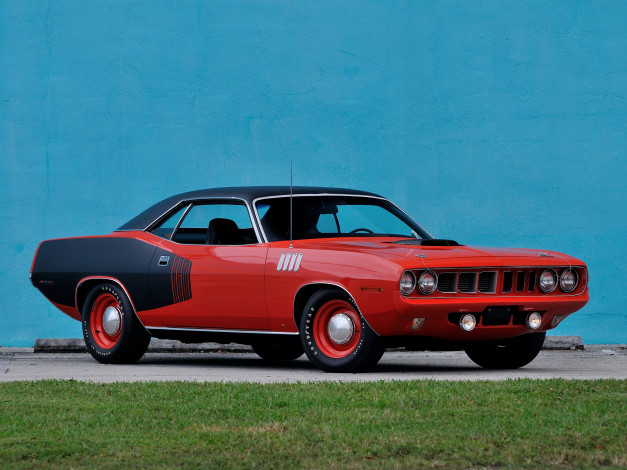 Обои картинки фото автомобили, plymouth, красный, 1971, cuda, hemi