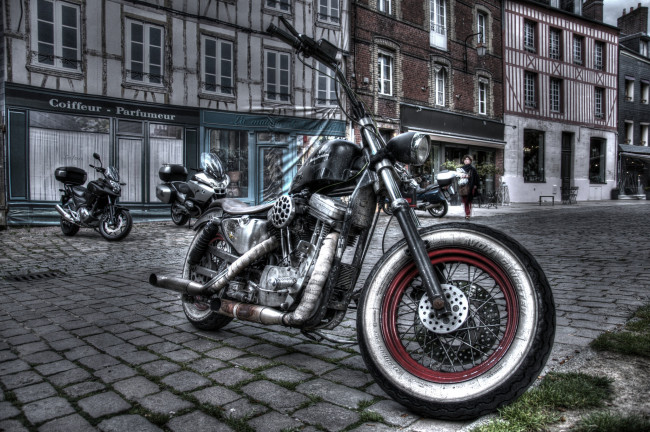 Обои картинки фото harley, мотоциклы, harley-davidson, улица, байк