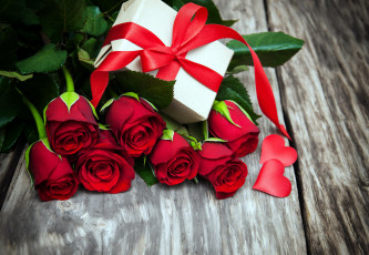 Картинка цветы розы лента алый подарок сердечко