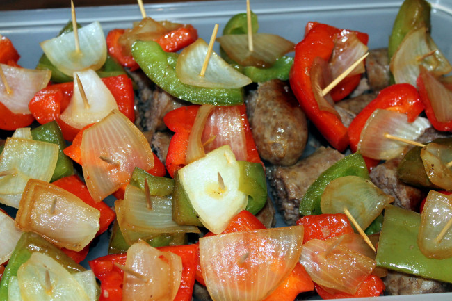 Обои картинки фото еда, шашлык,  барбекю, овощи, мясо