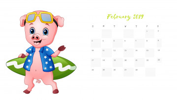 Картинка календари рисованные +векторная+графика очки поросенок свинья