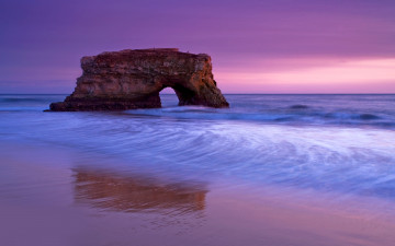 Картинка природа побережье скала закат небо берег море арка
