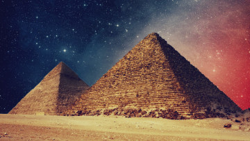 Картинка египет города -+исторические +архитектурные+памятники пирамиды звёзды ночь