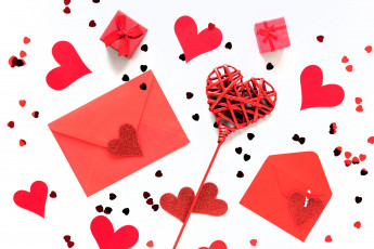 Картинка праздничные день+святого+валентина +сердечки +любовь конверты коробочки сердечки