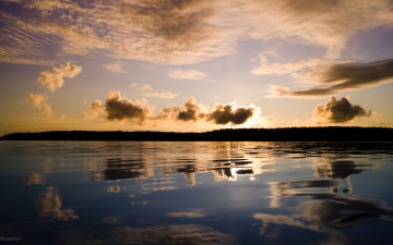 Картинка природа восходы закаты восход отражение вода небо облака ладожское