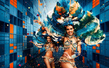 Картинка разное маски карнавальные костюмы перья бразильский карнавал