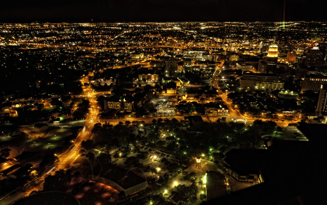 Обои картинки фото города, огни, ночного, сан-антонио, техас, ночь