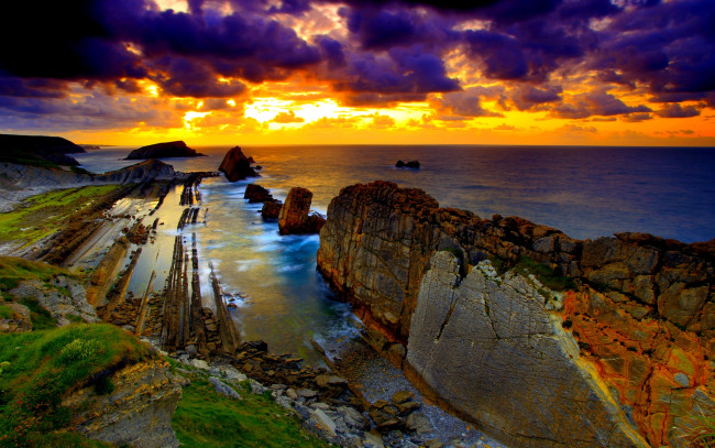 Обои картинки фото rocky, beach, природа, восходы, закаты, каменистый, пляж