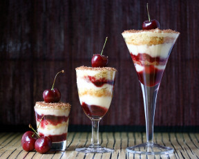 Картинка еда мороженое десерты десерт вишни бокалы
