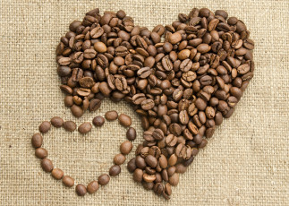 обоя еда, кофе, кофейные, зёрна, сердце