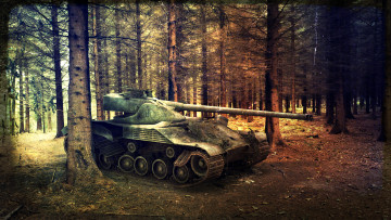 обоя world, of, tanks, видео, игры, мир, танков, лес, стволы, самоходная, установка