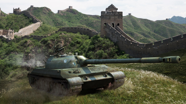 Обои картинки фото world, of, tanks, видео, игры, мир, танков, великая, китайская, стена, танк