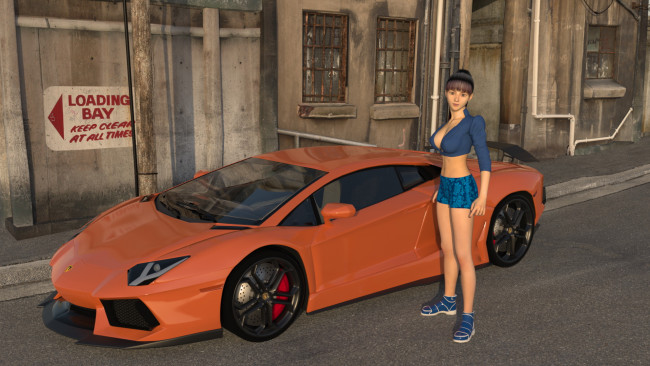 Обои картинки фото автомобили, 3d car&girl, девушка, автомобиль